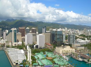 Honolulu coastline. Public domain image.