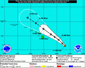 Central Pacific Hurricane Center image, as of 11 a.m.
