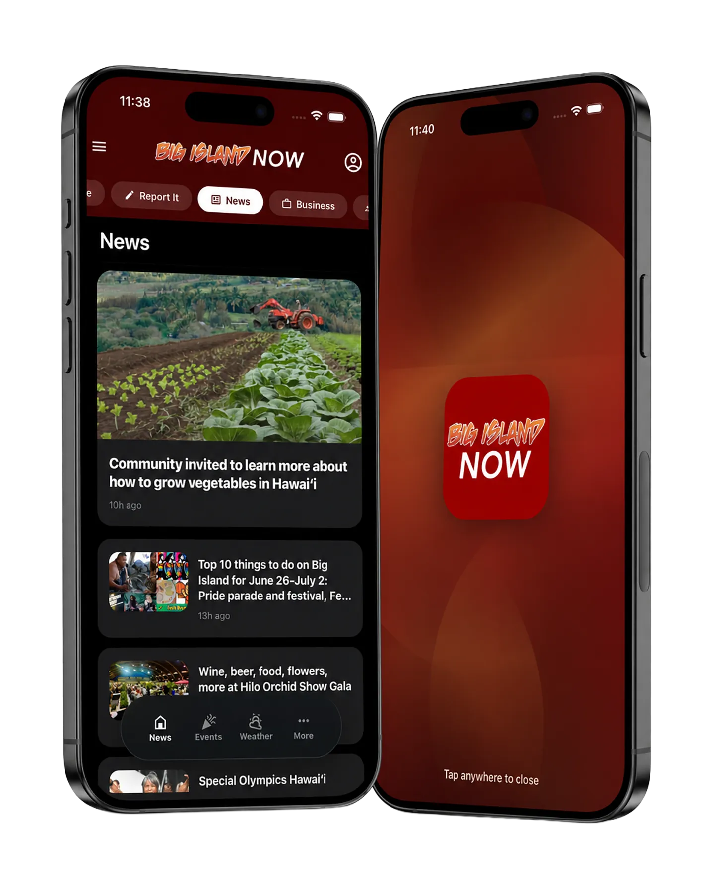Big Island Now app on iPhone