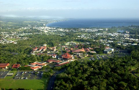 An aerial view of the University of Hawaii at Hilo. File UH-Hilo Courtesy photo.