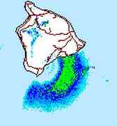 The "ground clutter" radar image caused by sea spray is shown at lower right. NWS image.