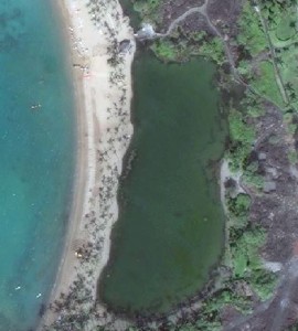 A satellite image of the beach at Anaehoomalu Bay on Nov. 10, 2010. Sea Engineering Inc. photo.
