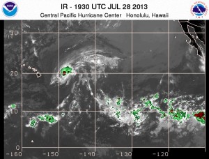 This satellite image from the National Weather Service taken at 9:30 a.m. Sundayshowed Flossie east-northeast of the Big Island.