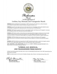 Gov. Abercrombie LGBT Pride Month Proclamation. 