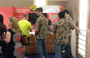 Members of Team Poliahu set up their booth at the Imagine Cup in St. Petersburg, Russia. Courtesy photo.