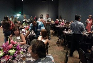 Business and academic leaders mingle today during a luncheon sponsored by HuffPost Hawaii. Photo by Dave Smith.