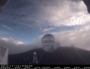 Despite a winter weather warning, the summit of Mauna Kea was mostly snow-free as this webcam image taken shortly before 5 p.m. shows. 
