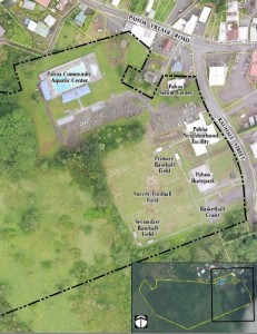 This map from the master plan shows the Pahoa park's existing facilities (click to enlarge).