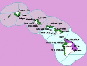 The green area designates high-surf warnings and the purple high-surf advisories. NWS graphic.