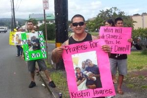 One of the protestors today in front of Dr. John Stover's office. Photo by Dave Smith.