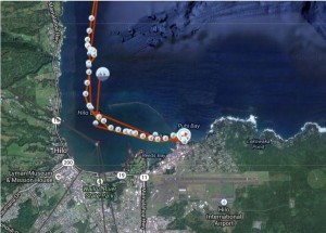 The voyage can be tracked via Google Maps through a link on the Hokule`a's website.