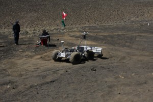 A rover used to create landing sites is tested on the slopes of Mauna Kea. NASA/Amber Philman photo.