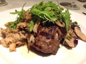 The 8-ounce New York steak ($39) is piled with wild mushrooms and crab meat. Photo by Nate Gaddis.