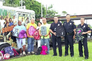 Some of the backpacks collected during last year's drive are shown. HPD photo.
