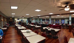 Classic and clean, the KMC dining room is spartan, but cozy. Photo by Nate Gaddis.