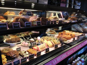 Coffee "mates." Starbucks line of "La Boulange" pastries now fill store display cases. Photo by Nate Gaddis.