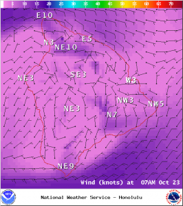 Expected wind conditions at 7am for Thursday, October 23, 2014 / Image: NOAA / NWS