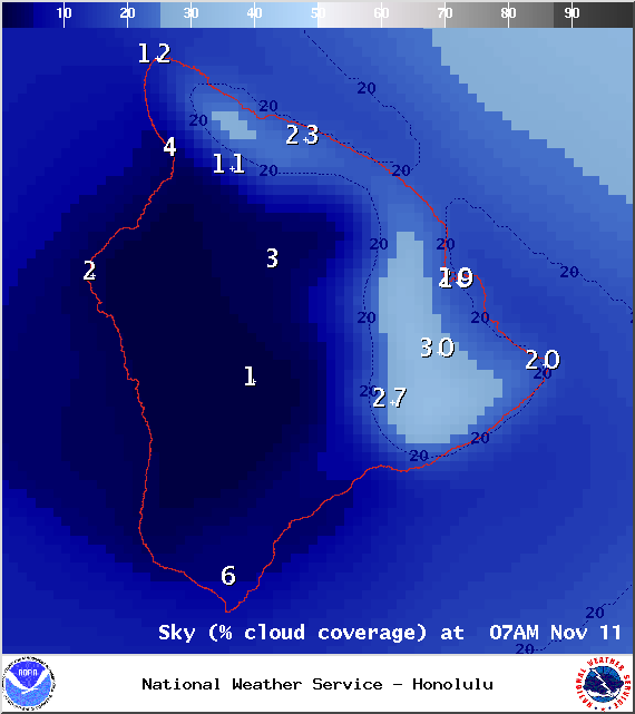 Expected cloud cover at 7am - Image: NOAA / NWS