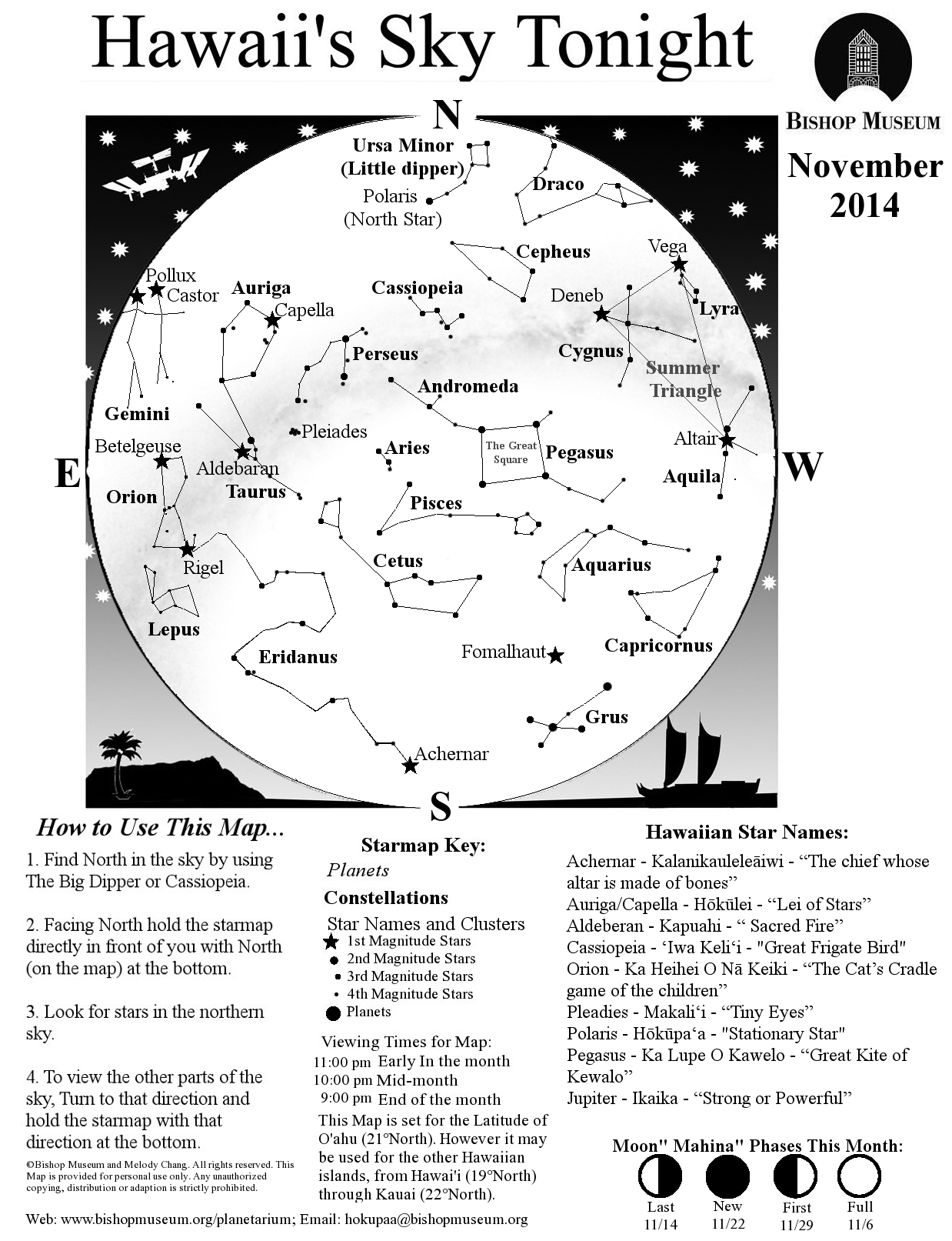 November Sky Map / Image: Bishop Museum