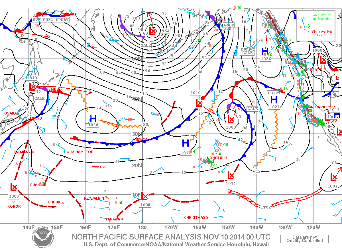 Surface map - Image: NOAA / NWS