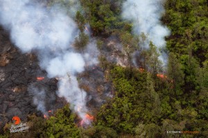 Overflight view of the June 27 lava flow on Dec. 19. Photo credit: Extreme Exposure/ Paradise Helicopters.