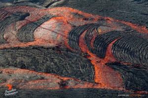Overflight view of the June 27 lava flow on Dec. 22. Photo credit: Extreme Exposure/ Paradise Helicopters.