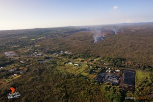 Overflight view of the June 27 lava flow taken on Dec. 26. Photo credit: Extreme Exposure/ Paradise Helicopters.
