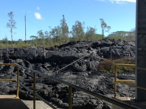 The public will have access beginning Wednesday, Dec. 17 to the Pahoa Transfer Station viewing area, where views of the recent June 27 lava flow, like pictured, can be seen. Photo credit: Jamilia Epping