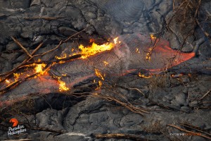Overflight view of the June 27 lava flow taken on Dec. 31. Photo credit: Extreme Exposure/ Paradise Helicopters.