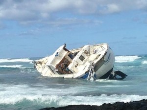 The 74-foot sailing vessel, Hawai'i Aloha, grounded Saturday morning. U.S. Coast Guard photo.