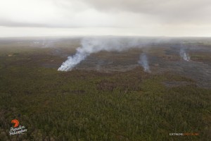 Overflight view of the June 27 lava flow taken on Jan. 2. Photo credit: Extreme Exposure/Paradise Helicopters.