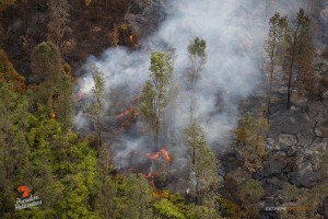 Overflight view of the June 27 lava flow taken on Jan. 7. Photo credit: Extreme Exposure/ Paradise Helicopters.
