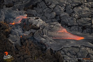 This photo, taken on Feb. 6, shows ropey pahoehoe creeps over an old ‘a‘a flow. Photo credit: Extreme Exposure/Paradise Helicopters.