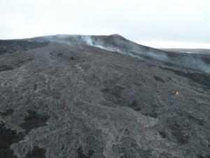 This photo, taken March 2, shows  upslope surface activity near the vent. Hawai'i County Civil Defense photo.