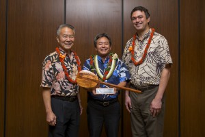Pictured left to right: Ron Taketa, Leslie Isemoto, John White. Hawaii Regional Council of Carpenters photo.