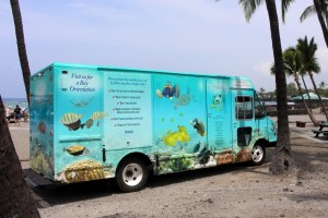 Passenger side of Kahalu'u Bay Education Center's new mobile education unit. Photo courtesy of The Kohala Center.