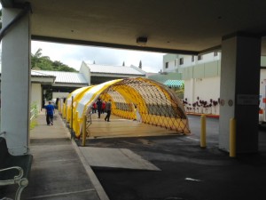 Triage tents erected at Kona Community Hospital Emergency Room ambulance bay. Kona Community Hospital photo.