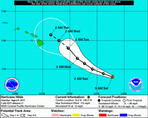 Hilda crosses into Central Pacific as major category 3 hurricane - 5 a.m. NHC track