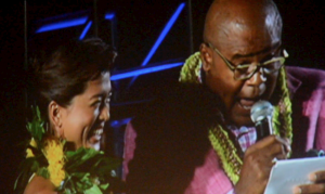 Chi McBride "sings" Hawaii Five-0 theme with the help of Grace Park (Kono)