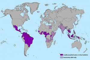 Distribution Map of Zika virus. CDC image.