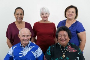 Na'i Aupuni Board of Directors. Top Left to Right: Kealoha Ballesteros, Gerry Miyamoto, Lehua Schuelke. Bottom Left to Right: J. Kūhiō Asam, Pauline Namuʻo. Na'i Aupuni file photo.