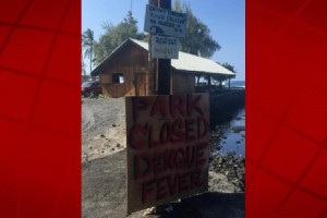 Miloli'i Beach Park closed on Dec. 23 as dengue fever cases were associated with the area. File courtesy photo.
