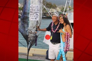 A marlin, caught by a crew from Kusatsu, Japan, was featured at last year's Hawaiian International Billfish Tournament. HIBT photo.