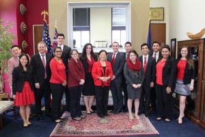 Senator Hirono and her staff raise awareness of heart disease’s impact on women on National Wear Red Day. Courtesy photo.