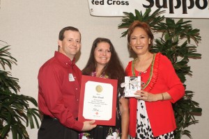 Steven Reed (Walmart), Joyce Lovell (Hilo Volunteer of the Year), Coralie Matayoshi (CEO of the Hawaii Red Cross). Hawai'i Red Cross photo.