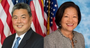 Representative Mark Takai and Senator Mazie Hirono. U.S. House of Representatives and Senate photos.