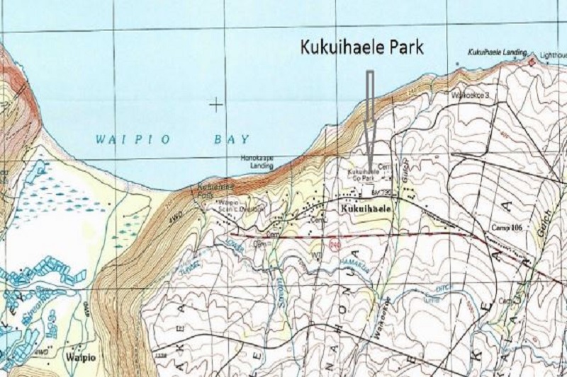 Map location of Kukuihaele Park. Image from County of Hawai'i Draft Environmental Assessment.