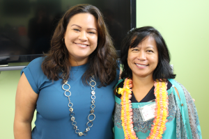 Kirstin Kahaloa and Rachel Solemsaas at the “Pohā Ka Lama: Growing Our West Hawai`i Workforce Together” forum. Courtesy photo.