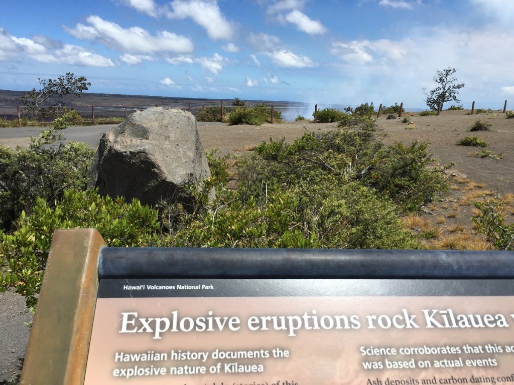 Large basalt boulder at Kilauea Overlook.