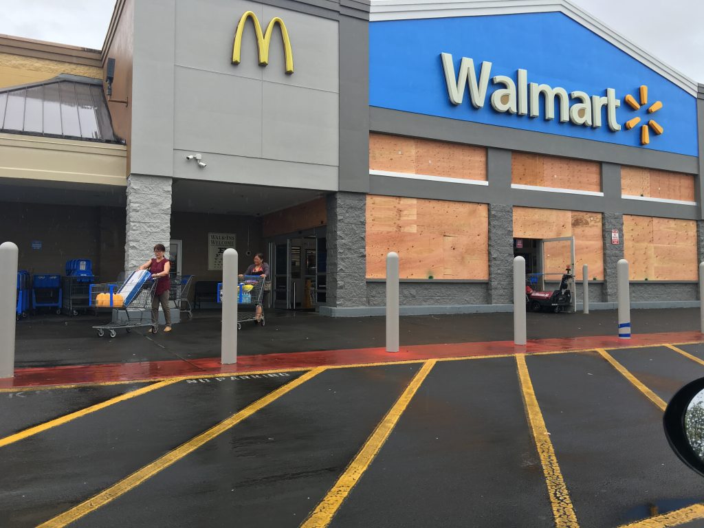 Walmart Hilo is boarded up, Wednesday, Aug. 31, afternoon. Photo: Jamilia Epping